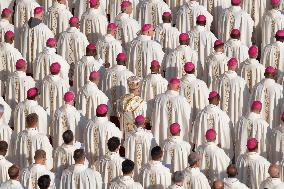 Pope Francis Presides A Mass Concelebrated By The New Cardinals For The Start Of The XVI General Assembly Of The Synod Of Bishop