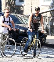 Sam Rockwell and Justin Theroux biking - NY