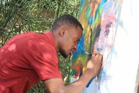 UGANDA-NAKIVALE CAMP-YOUNG REFUGEES-ART CREATOR