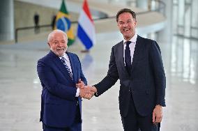 President Of Brazil, Luiz Inácio Lula Da Silva, Receives Prime Minister Of The Netherlands, Mark Rutte.