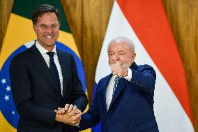 President Of Brazil, Luiz Inácio Lula Da Silva, Receives Prime Minister Of The Netherlands, Mark Rutte.