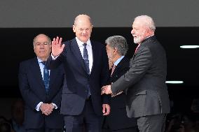 Brazilian President Luiz Inácio Lula Da Silva Receives German Chancellor, Prime Minister Olaf Scholz.
