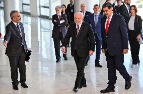 Brazilian President Luiz Inácio Lula Da Silva Receives Venezuelan President Nicolás Maduro.