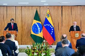 Brazilian President Luiz Inácio Lula Da Silva Receives Venezuelan President Nicolás Maduro.