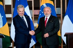 Brazilian President Luiz Inácio Lula Da Silva Receives Finnish President Sauli Niinistö.