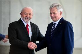 Brazilian President Luiz Inácio Lula Da Silva Receives Finnish President Sauli Niinistö.