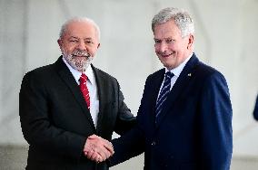 Brazilian President Luiz Inácio Lula Da Silva Receives Finnish President Sauli Niinistö.