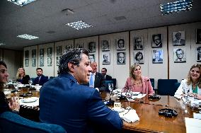 Brazilian Economy Minister Fernando Haddad Receives The Queen Of The Netherlands, Máxima Zorreguieta Cerrut.