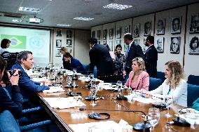 Brazilian Economy Minister Fernando Haddad Receives The Queen Of The Netherlands, Máxima Zorreguieta Cerrut.