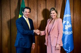 Brazilian Economy Minister Fernando Haddad Receives The Queen Of The Netherlands, Máxima Zorreguieta Cerrut.