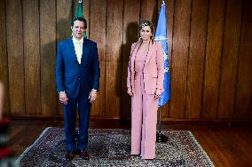 Brazilian Economy Minister Fernando Haddad Receives The Queen Of The Netherlands, Máxima Zorreguieta Cerrut.