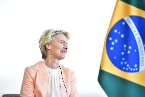 President Of Brazil, Luiz Inácio Lula Da Silva, Receives President Of The European Commission, Ursula Von Der Leyen.