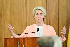 President Of Brazil, Luiz Inácio Lula Da Silva, Receives President Of The European Commission, Ursula Von Der Leyen.