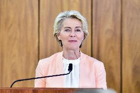 President Of Brazil, Luiz Inácio Lula Da Silva, Receives President Of The European Commission, Ursula Von Der Leyen.