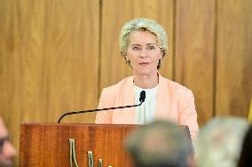 President Of Brazil, Luiz Inácio Lula Da Silva, Receives President Of The European Commission, Ursula Von Der Leyen.