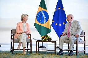 President Of Brazil, Luiz Inácio Lula Da Silva, Receives President Of The European Commission, Ursula Von Der Leyen.