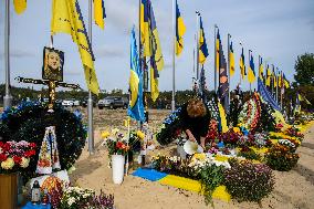 Flags On The Graves Of Ukrainian Soldiers On The Alley Of Heroes In Irpin