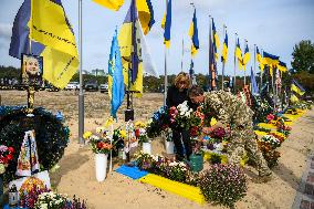 Flags On The Graves Of Ukrainian Soldiers On The Alley Of Heroes In Irpin