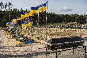 Flags On The Graves Of Ukrainian Soldiers On The Alley Of Heroes In Irpin