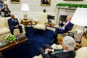 DC: President Biden Recieves Breifing on Ukraine with Chairman of the Joint Chiefs Charles Brown Jr.