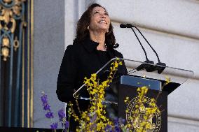 CA: Vice President Kamala Harris attends the memorial service for Senator Dianne Feinstein