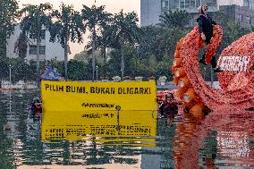 Greenpeace Staged Protest Ahead Of The Registration Of Indonesia Presidential Elections Candidates