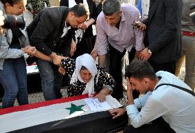 SYRIA-HOMS-DRONE ATTACK-FUNERAL