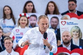 Donald Tusk Chairman Of The Civic Platform During A Pre-Election Meeting