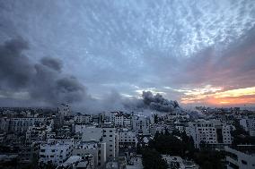 Israeli Airstrike In Gaza After Hamas Attacks