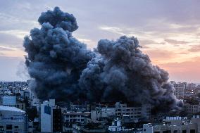 Israeli Airstrike In Gaza After Hamas Attacks