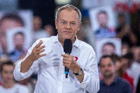 Donald Tusk Chairman Of The Civic Platform During A Pre-Election Meeting