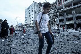 Aftermath Of Israeli Air Strikes In Gaza