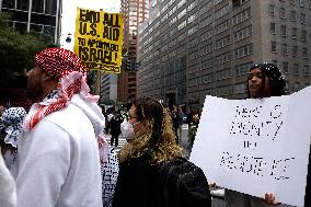 Palestinian Rally In Response To Hamas Attack In New York City