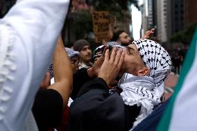 Palestinian Rally In Response To Hamas Attack In New York City