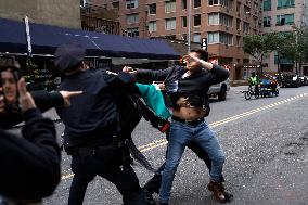 Palestinian Rally In Response To Hamas Attack In New York City