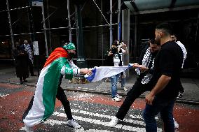 Palestinian Rally In Response To Hamas Attack In New York City
