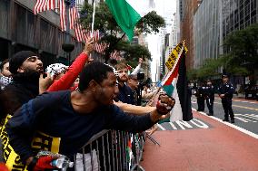 Palestinian Rally In Response To Hamas Attack In New York City