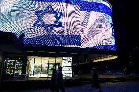 Flag Of Israel Was Placed On Advertising Screens On The Streets Of Kyiv