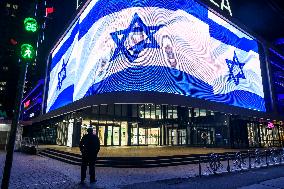 Flag Of Israel Was Placed On Advertising Screens On The Streets Of Kyiv