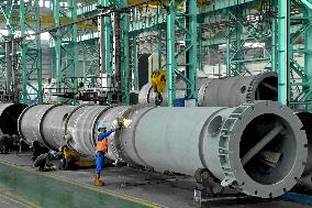 Workers Weld Steel Products in Jingjiang