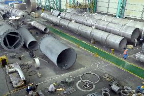 Workers Weld Steel Products in Jingjiang