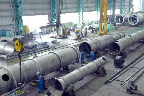 Workers Weld Steel Products in Jingjiang