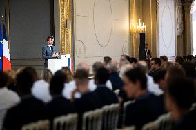 Macron Receives Athletes - Paris