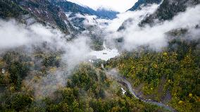 Bipenggou Scenic Spot Autumn Scenery in Aba