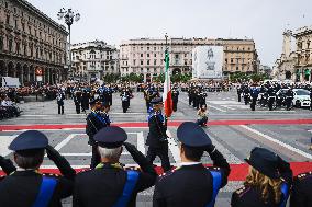 The Celebration For The 163rd Anniversary Of The Foundation Of The Local Police Corps In Piazza Duomo In Milan