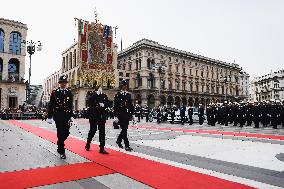 The Celebration For The 163rd Anniversary Of The Foundation Of The Local Police Corps In Piazza Duomo In Milan