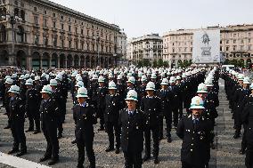 The Celebration For The 163rd Anniversary Of The Foundation Of The Local Police Corps In Piazza Duomo In Milan