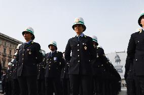 The Celebration For The 163rd Anniversary Of The Foundation Of The Local Police Corps In Piazza Duomo In Milan