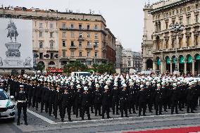 The Celebration For The 163rd Anniversary Of The Foundation Of The Local Police Corps In Piazza Duomo In Milan