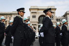 The Celebration For The 163rd Anniversary Of The Foundation Of The Local Police Corps In Piazza Duomo In Milan